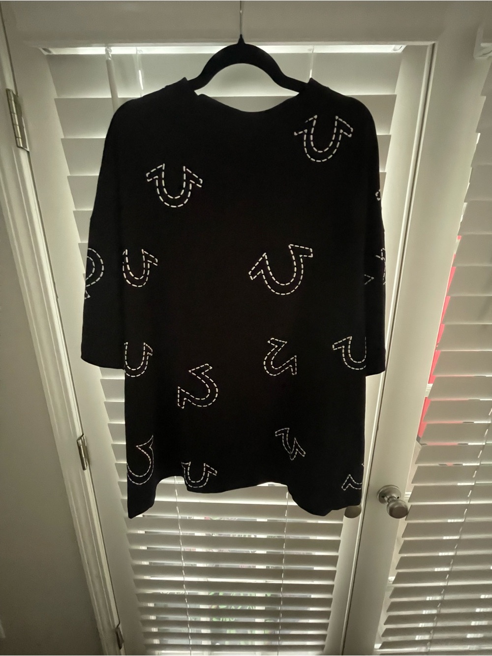 True Religion Black Short Sleeve with White Logo Accents